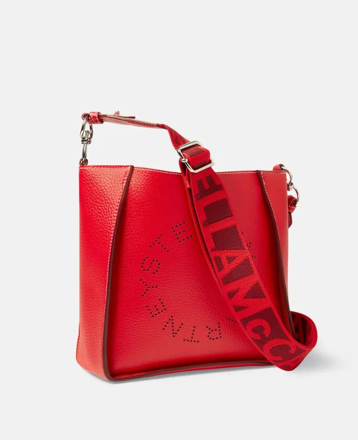 Stella McCartney Stella Logo Grainy Alter Mat Shoulder Bag Bright Red Women Mini Bags And Clutches Stella McCartney Stella Logo Grainy Alter Mat Shoulder Bag Bright Red Women Mini Bags And Clutches
