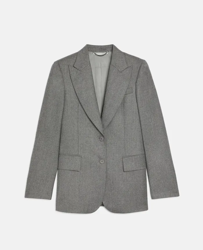 Stella McCartney Tailored Wool Flannel Belted Jacket Heather Grey Women Tailoring Stella McCartney Tailored Wool Flannel Belted Jacket Heather Grey Women Tailoring
