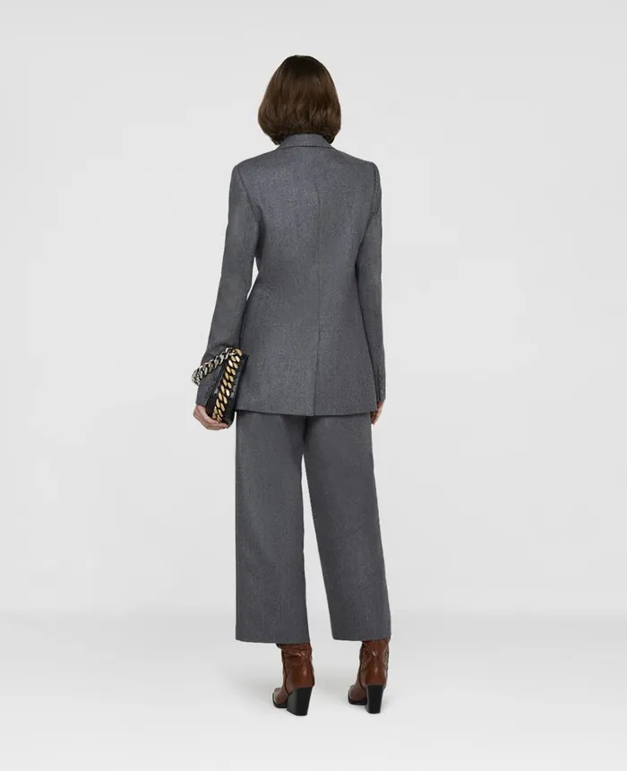 Stella McCartney Tailored Wool Flannel Belted Jacket Heather Grey Women Tailoring Stella McCartney Tailored Wool Flannel Belted Jacket Heather Grey Women Tailoring