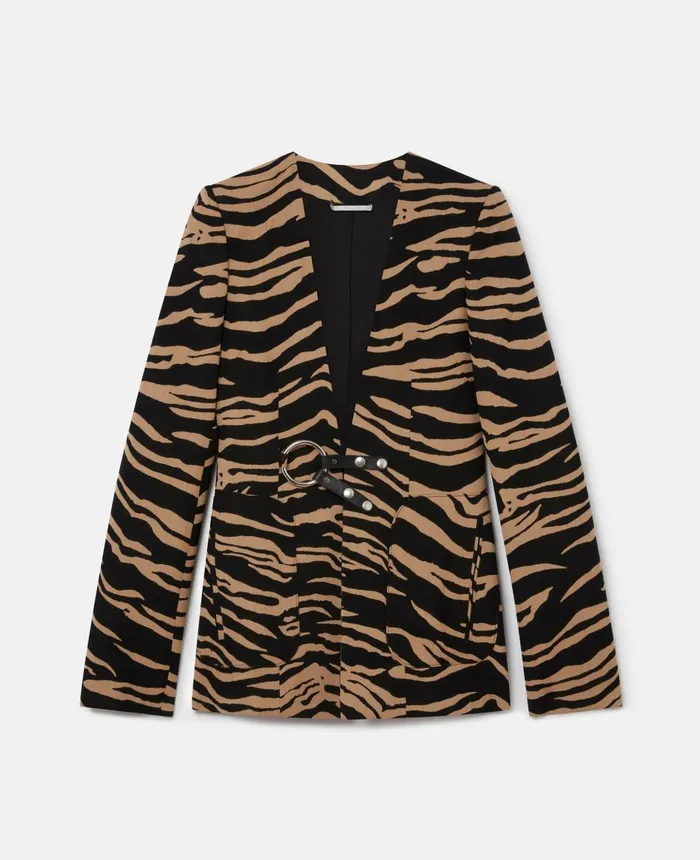 Stella McCartney Tiger Jacquard Blazer Raffia Beige Women Tailoring