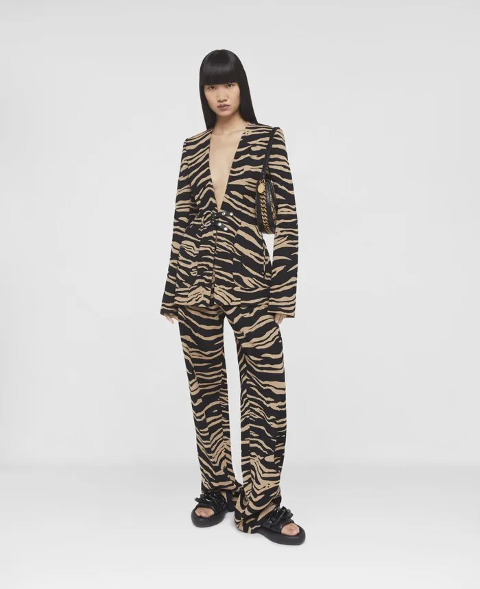 Stella McCartney Tiger Jacquard Blazer Raffia Beige Women Tailoring