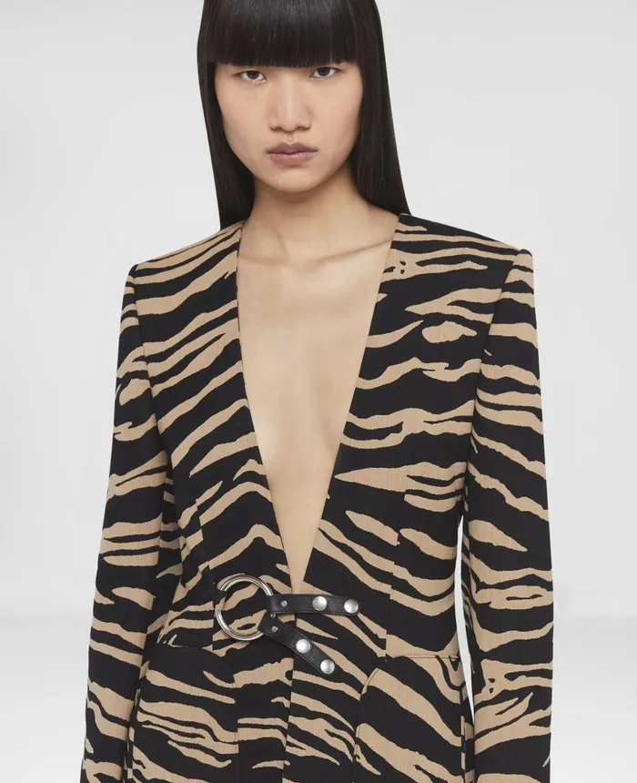 Stella McCartney Tiger Jacquard Blazer Raffia Beige Women Tailoring