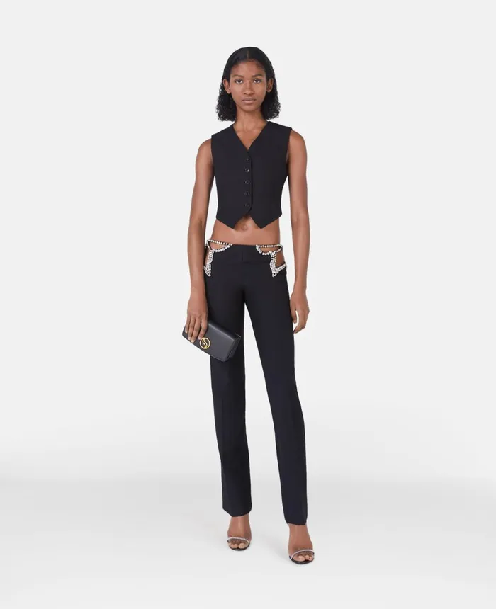 Stella McCartney Ultra Low Rise Diamant Star Trousers Black Women Trousers And Shorts Stella McCartney Ultra Low Rise Diamant Star Trousers Black Women Trousers And Shorts