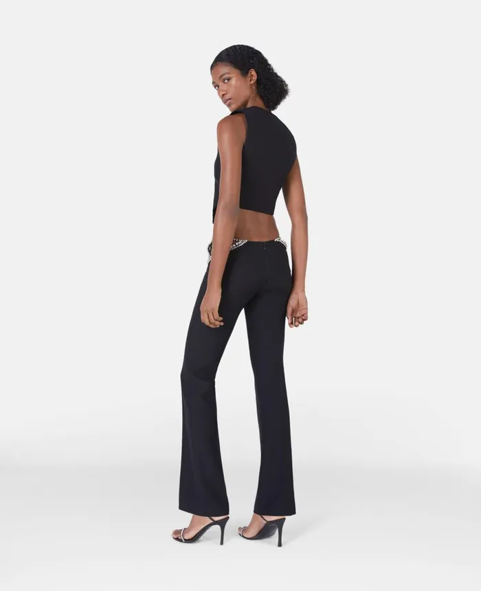 Stella McCartney Ultra Low Rise Diamant Star Trousers Black Women Trousers And Shorts Stella McCartney Ultra Low Rise Diamant Star Trousers Black Women Trousers And Shorts