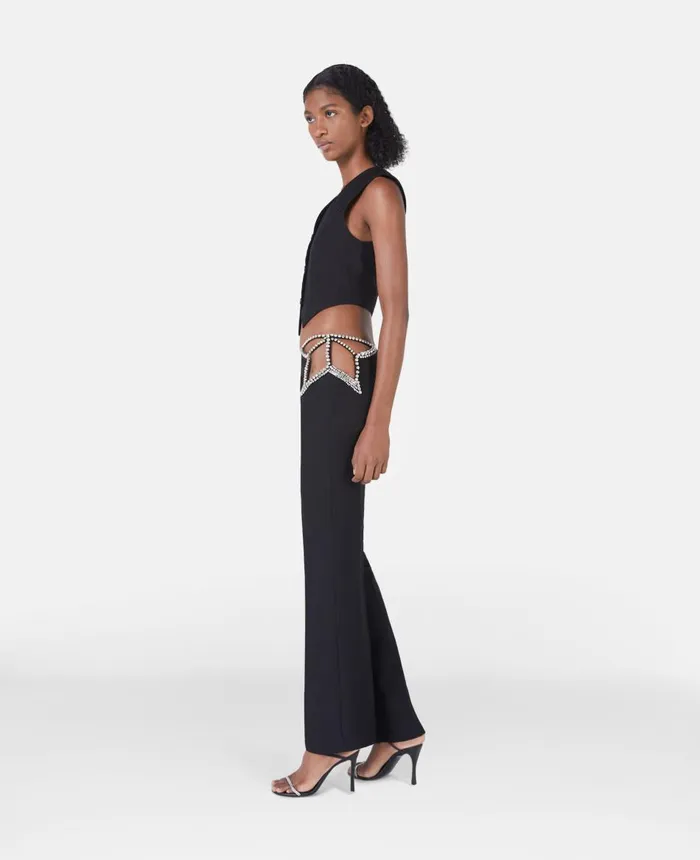 Stella McCartney Ultra Low Rise Diamant Star Trousers Black Women Trousers And Shorts Stella McCartney Ultra Low Rise Diamant Star Trousers Black Women Trousers And Shorts