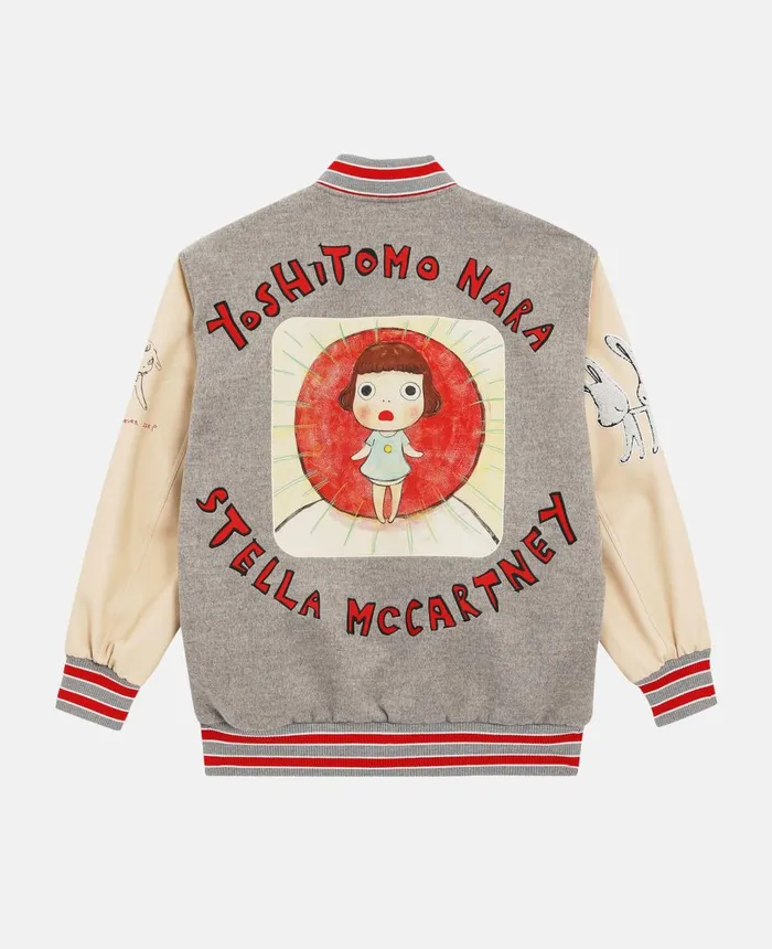Stella McCartney Yoshitomo Nara Patch Embroidery Bomber Jacket Steeple Grey WomenMen Coats And Jackets Stella McCartney Yoshitomo Nara Patch Embroidery Bomber Jacket Steeple Grey WomenMen Coats And Jackets