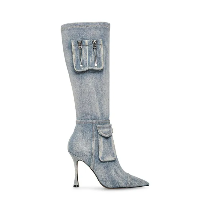 Steve Madden Beckham Denim Fabric Womens Boots and Booties