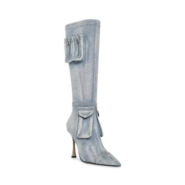 Steve Madden Beckham Denim Fabric Womens Boots and Booties