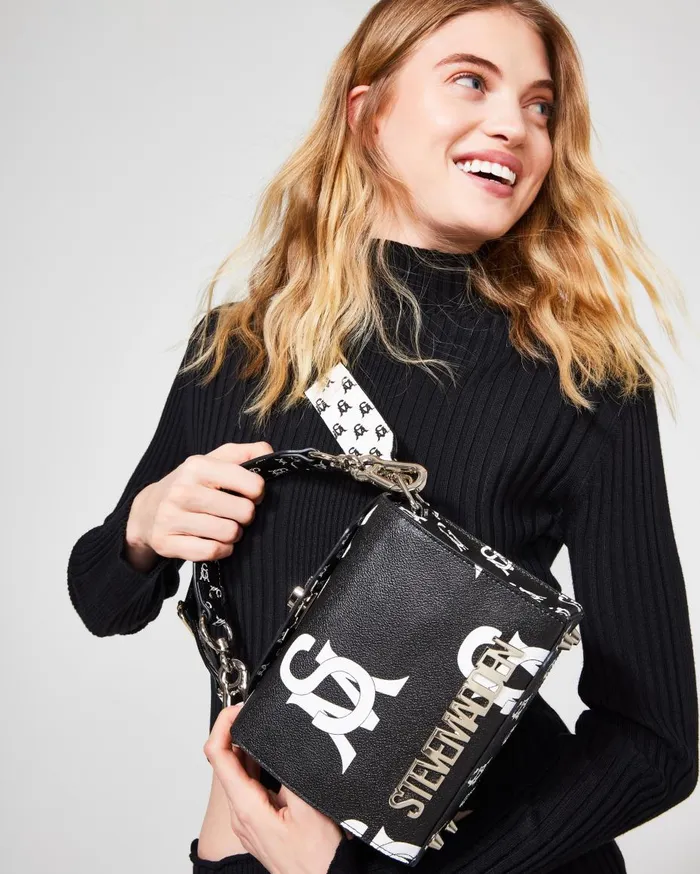 Steve Madden Bkinder BlackWhite Womens Crossbody Bags