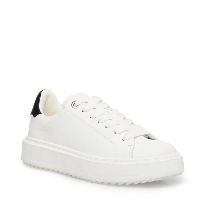 Steve Madden Catcher White Black Womens Sneakers