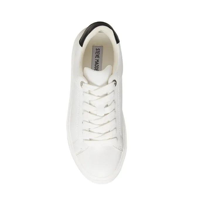 Steve Madden Catcher White Black Womens Sneakers