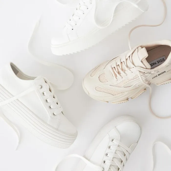Steve Madden Catcher White Black Womens Sneakers