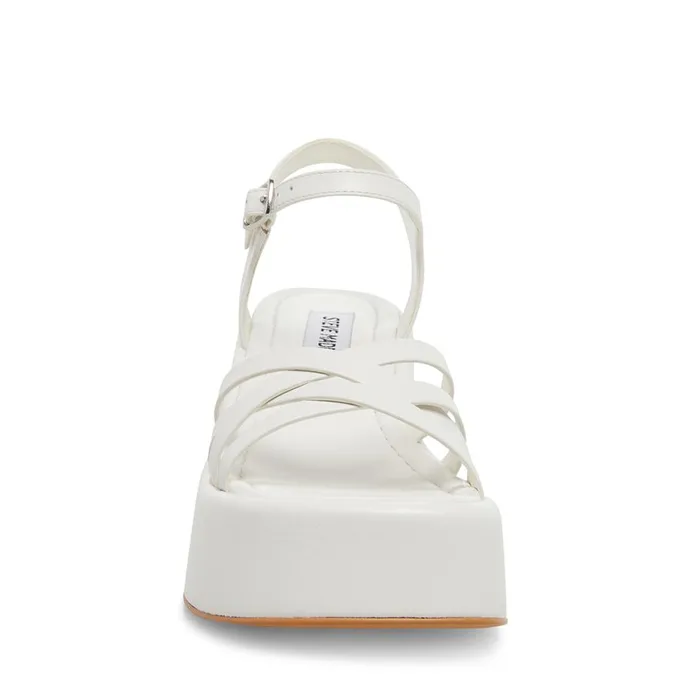 Steve Madden Crazy30 White Leather Womens Sandals