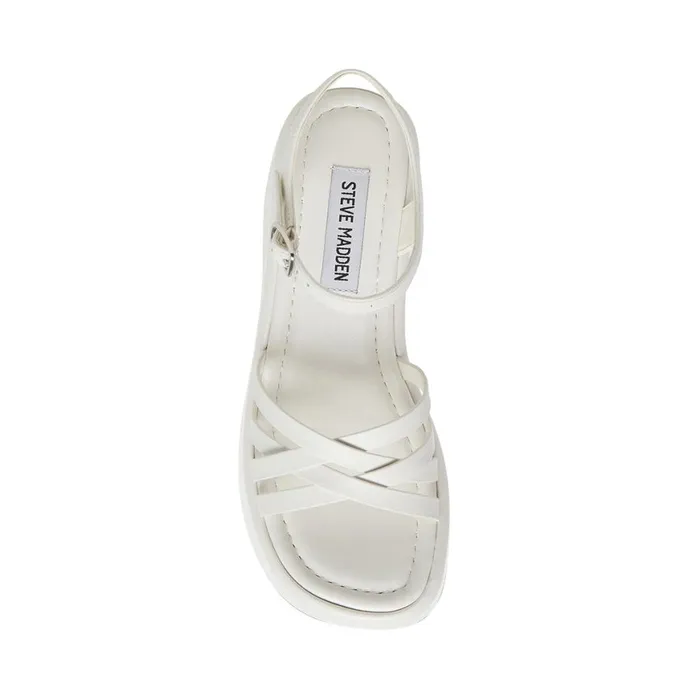 Steve Madden Crazy30 White Leather Womens Sandals