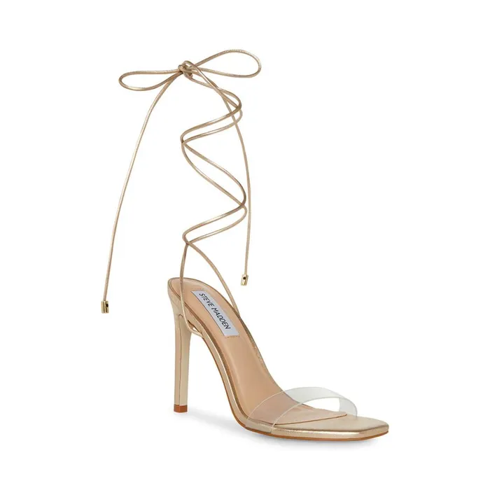 Steve Madden Eliza Gold Leather Womens Heels