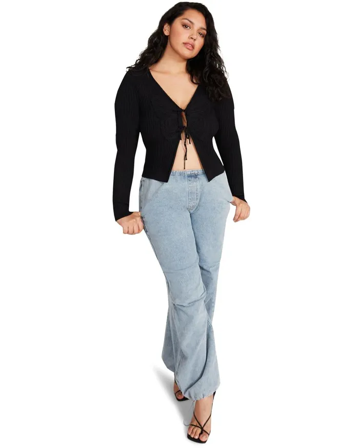 Steve Madden Emilia Cardigan Black Womens Tops and Shirts