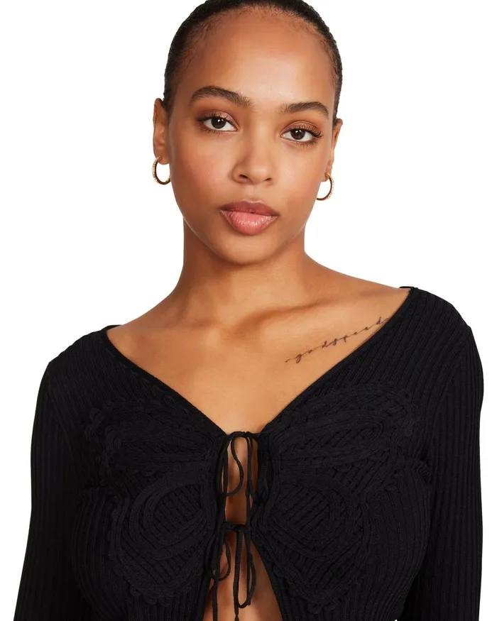 Steve Madden Emilia Cardigan Black Womens Tops and Shirts