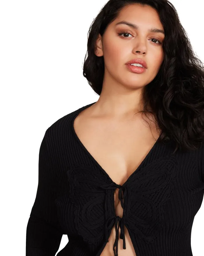Steve Madden Emilia Cardigan Black Womens Tops and Shirts