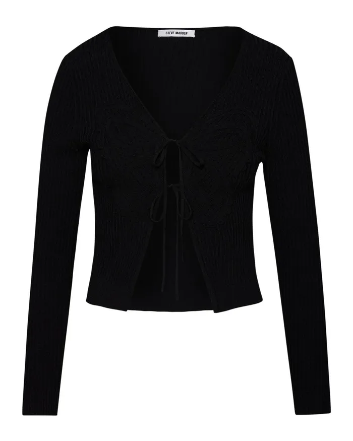 Steve Madden Emilia Cardigan Black Womens Tops and Shirts