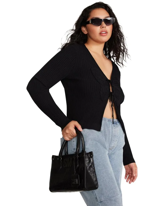 Steve Madden Emilia Cardigan Black Womens Tops and Shirts