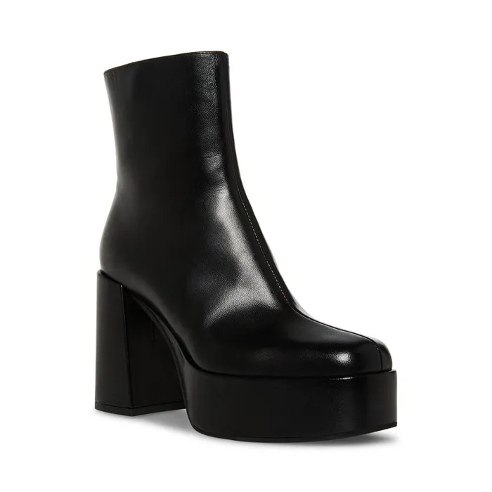 Steve Madden Fia Black Leather Womens Boots and Booties