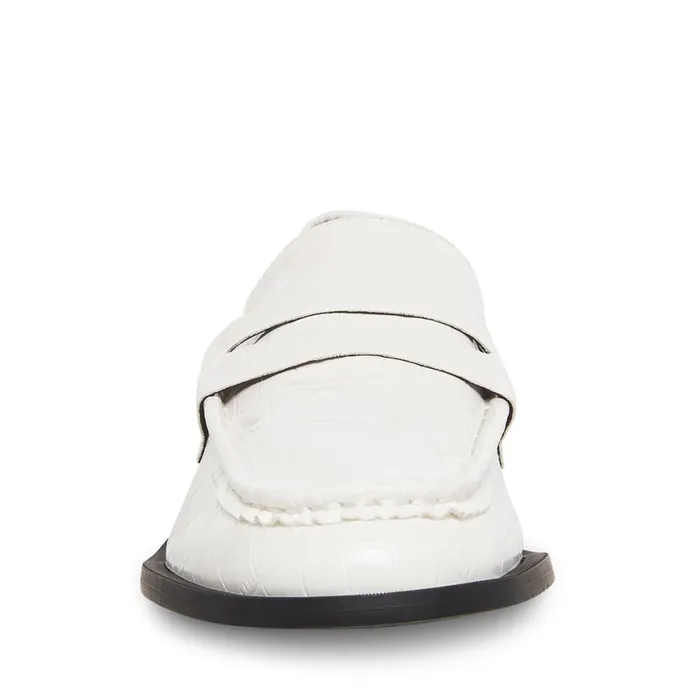 Steve Madden Goodman White Crocodile Womens Loafers and Flats