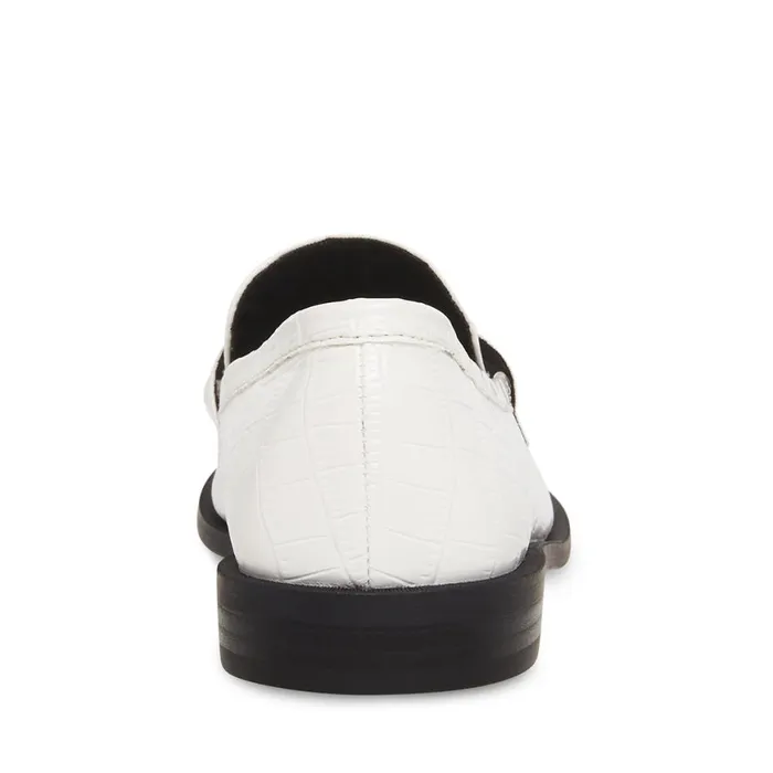 Steve Madden Goodman White Crocodile Womens Loafers and Flats