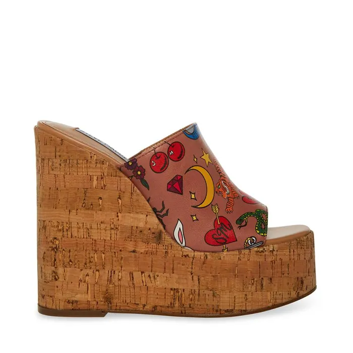Steve Madden Joanne Tan Multi Womens Sandals