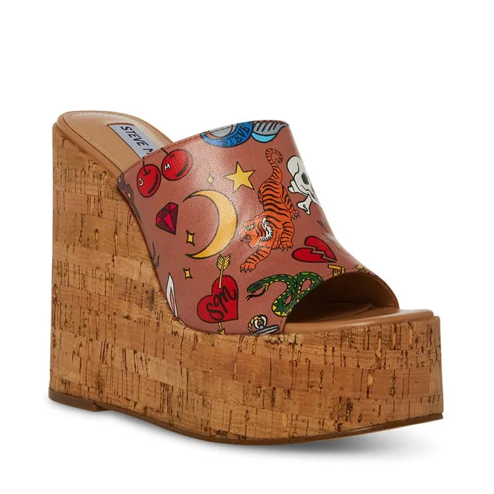 Steve Madden Joanne Tan Multi Womens Sandals