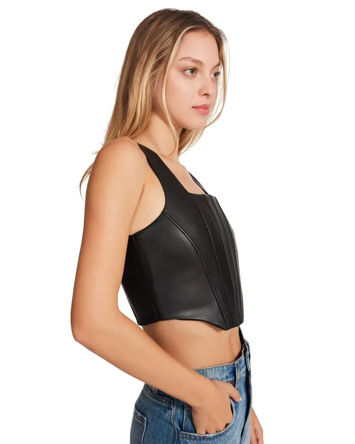 Steve Madden Kimmie Corset Black Womens Tops and Shirts