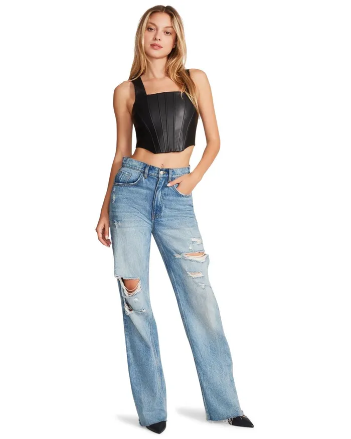 Steve Madden Kimmie Corset Black Womens Tops and Shirts