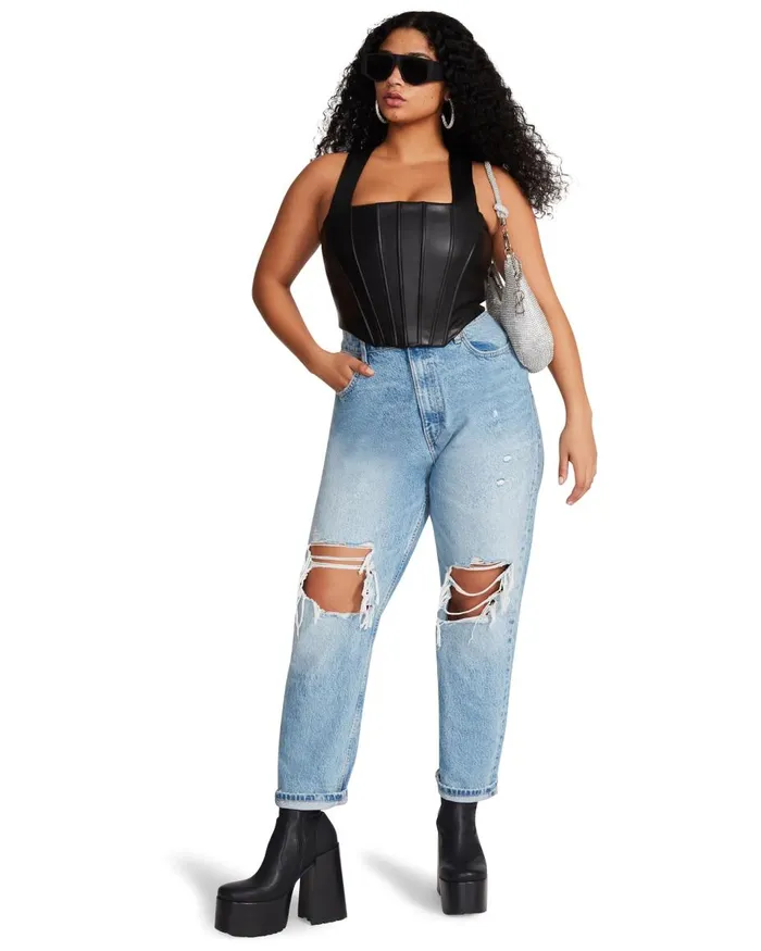 Steve Madden Kimmie Corset Black Womens Tops and Shirts