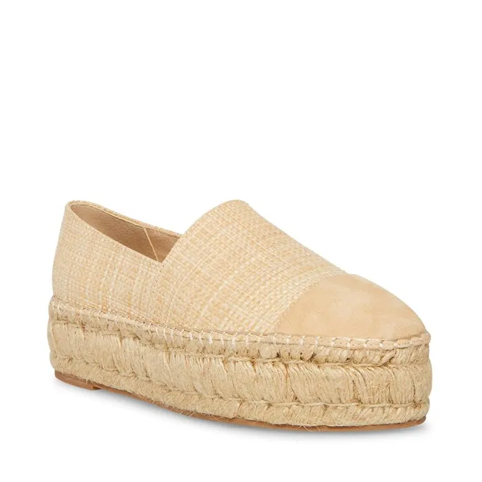Steve Madden Kitt Natural Raffia Womens Loafers and Flats