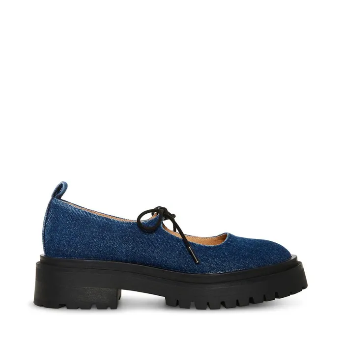 Steve Madden Landon Denim Fabric Womens Loafers and Flats