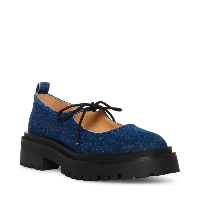 Steve Madden Landon Denim Fabric Womens Loafers and Flats