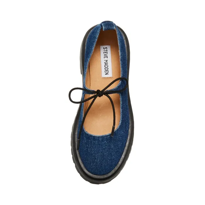 Steve Madden Landon Denim Fabric Womens Loafers and Flats