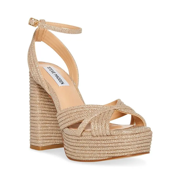 Steve Madden Laurel Gold Glitter Womens Heels