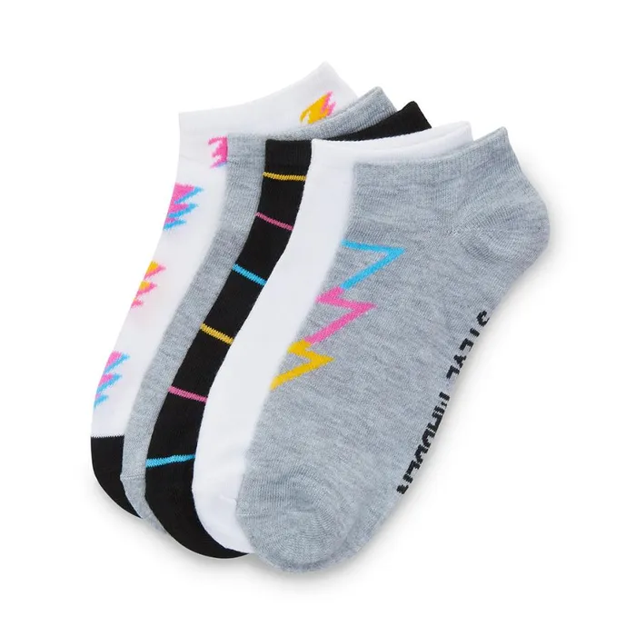 Steve Madden Lightning Bolt Low Cut Socks Grey Multi Womens Socks and Tights