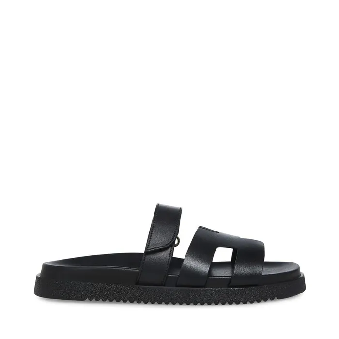 Steve Madden Mayven Black Leather Womens Sandals