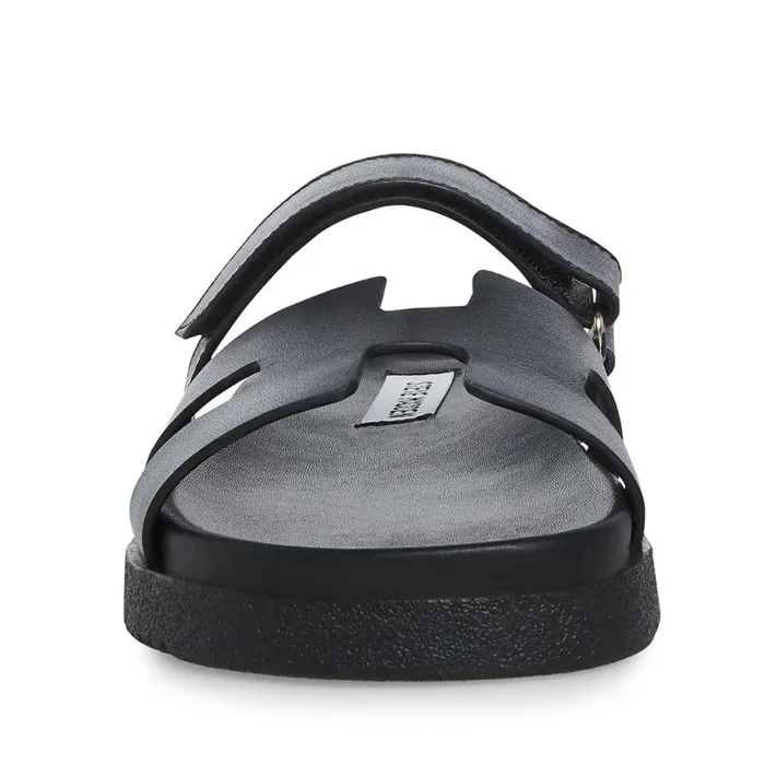 Steve Madden Mayven Black Leather Womens Sandals