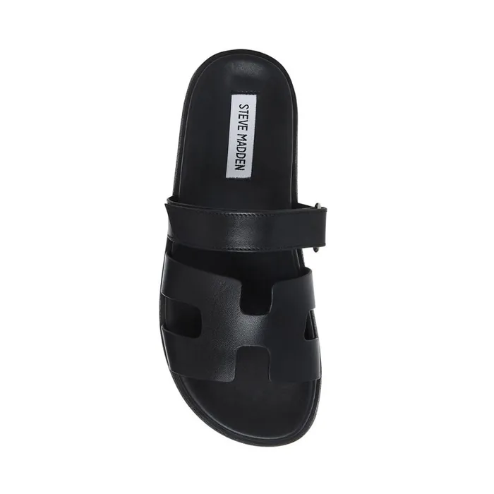 Steve Madden Mayven Black Leather Womens Sandals
