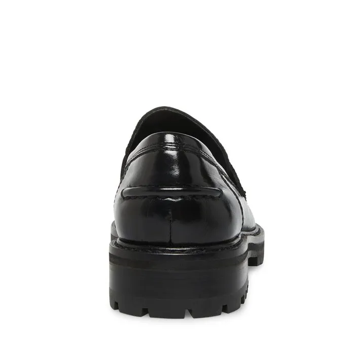 Steve Madden Minka Black Leather Womens Loafers and Flats