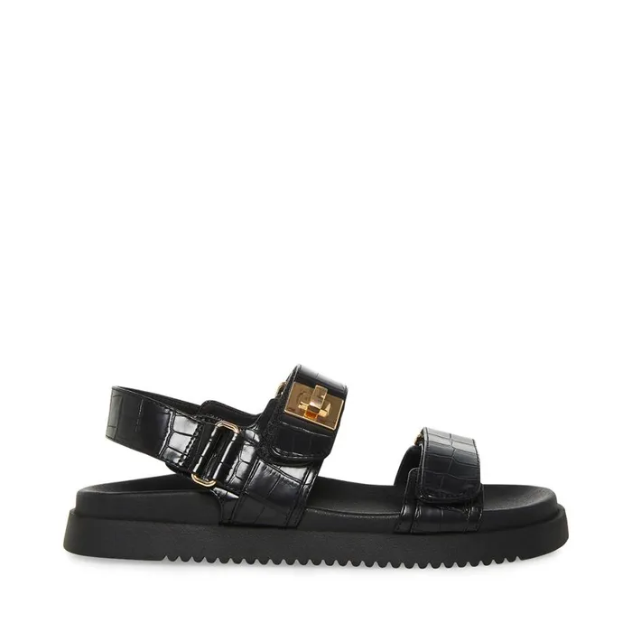 Steve Madden Mona Black Crocodile Womens Sandals