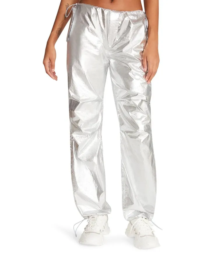 Steve Madden Pia Parachute Pant Silver Womens Bottoms