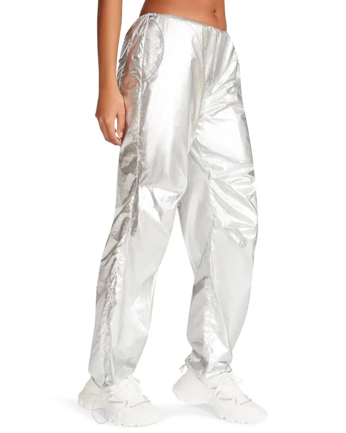 Steve Madden Pia Parachute Pant Silver Womens Bottoms