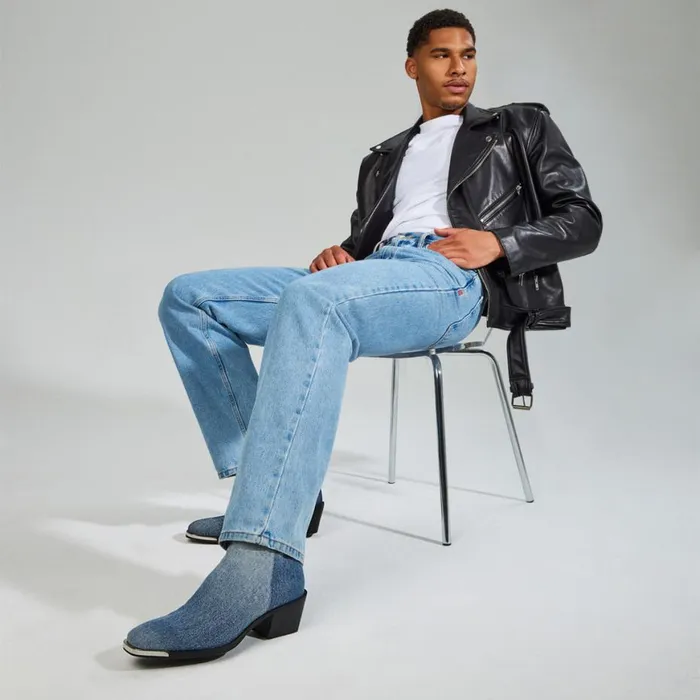 Steve Madden Richie Denim Fabric Mens Boots