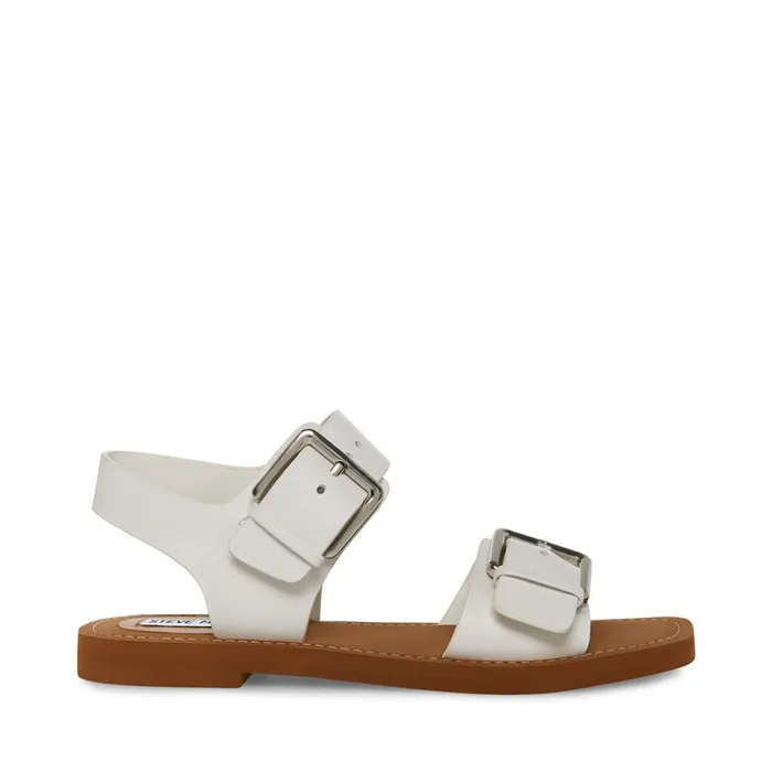 Steve Madden Santo White Leather Womens Sandals