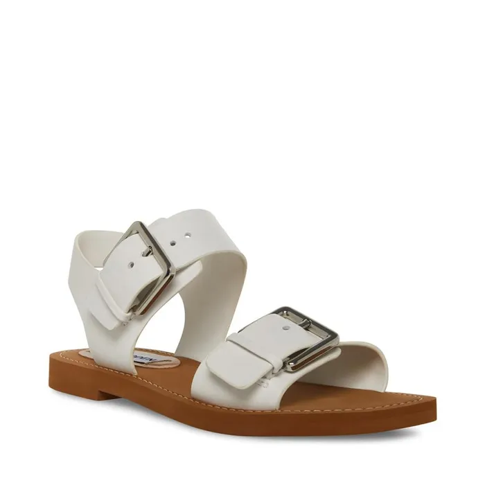 Steve Madden Santo White Leather Womens Sandals