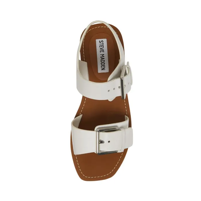 Steve Madden Santo White Leather Womens Sandals