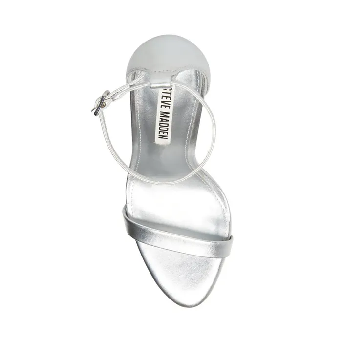 Steve Madden Tecy Silver Leather Womens Heels